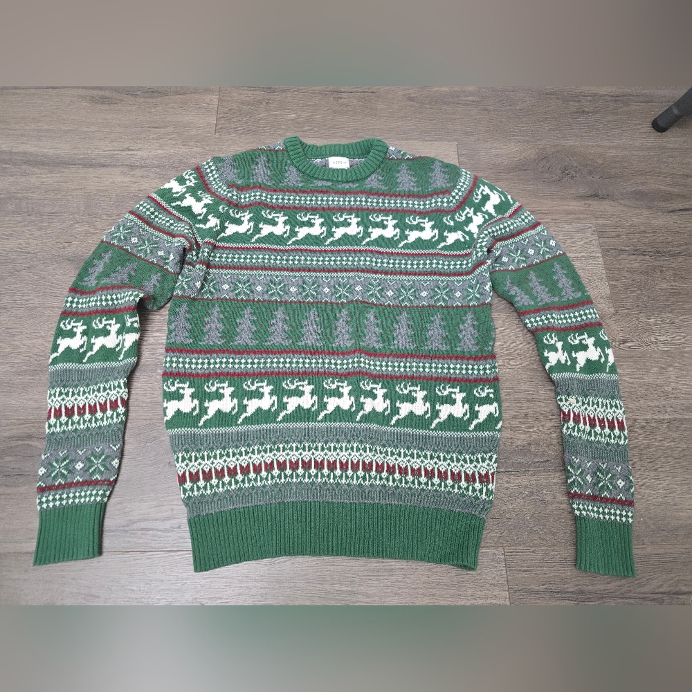 Aspen Chritmas Reindeer Crewneck Sweater Trees Winter Holiday Womens Size Small
